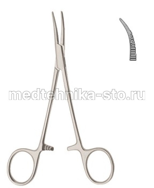 Зажим медицинский HALSTED-MOSQUITO изогнутый по плоскости, 155 мм Россия